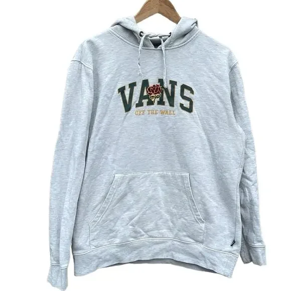 VANS Off The Wall gray hoodie sweatshirt with Rose size medium - Picture 9 of 9